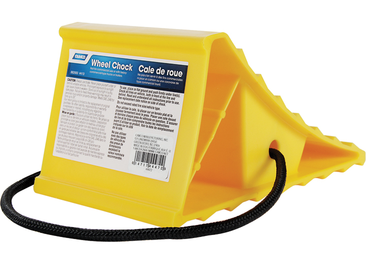 Camco Yellow Wheel Chock With Rope - 44472 Camco 44472 Camco Yellow Wheel Chock With Rope - 44472 Camco 44472