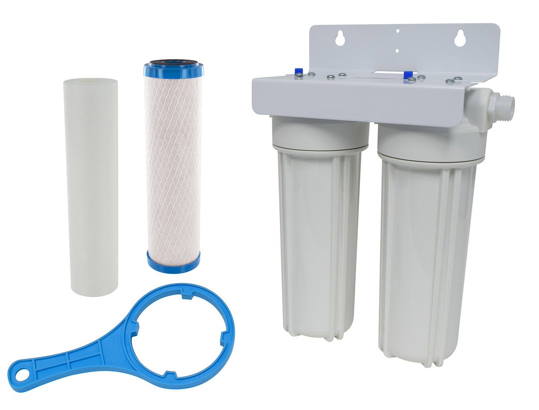 Valterra Exterior Filter System Dual Housing W/6 And 10 Cartridges Wall Bracket And Wrench - A01-1139 Valterra A01-1139 Valterra Exterior Filter System Dual Housing W/6 And 10 Cartridges Wall Bracket And Wrench - A01-1139 Valterra A01-1139