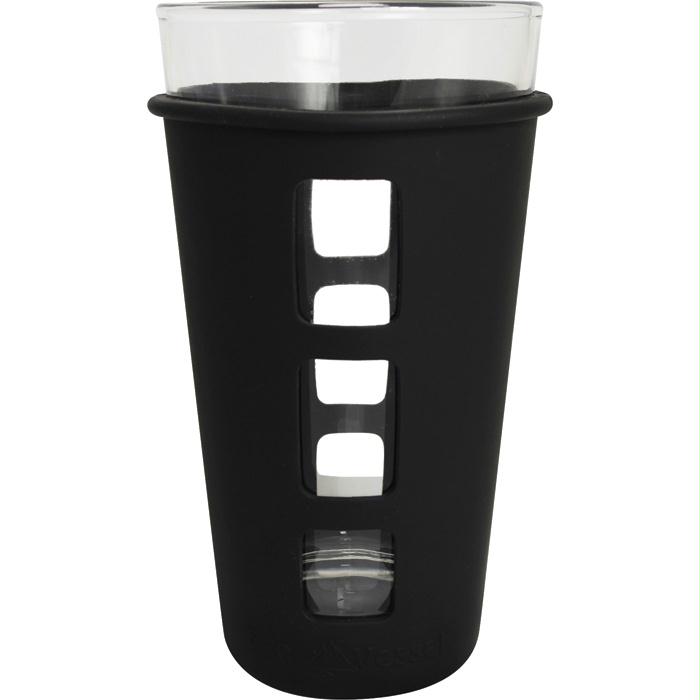 Vibe Glass Pint Silicone Black, made by Eco Vessel -