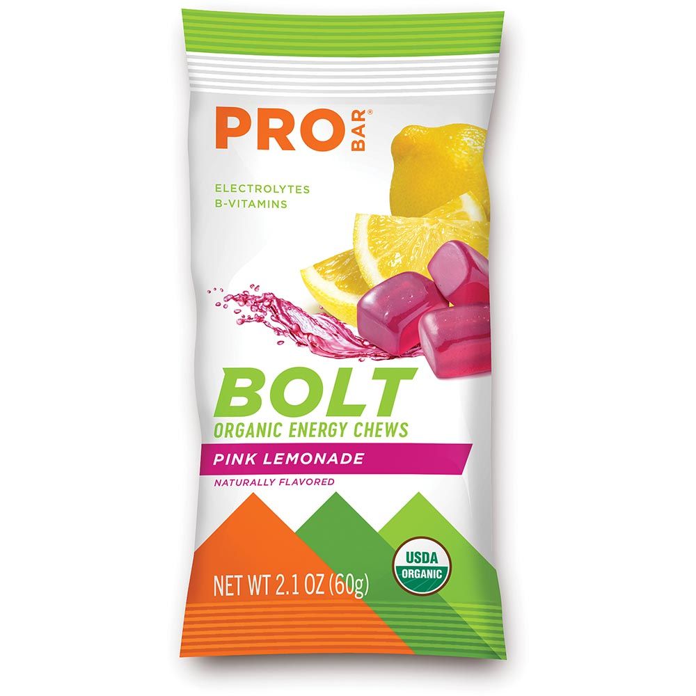 Bolt Organic Chews Pink Lemonade, made by Probar -