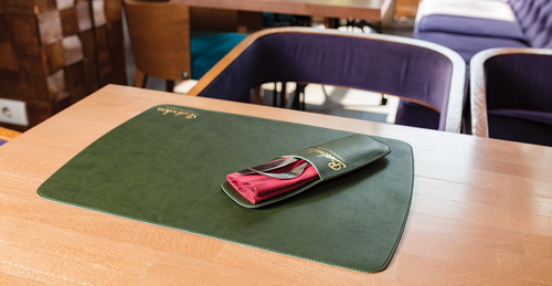 9050-9051. Eco-leather coaster and cutlery case