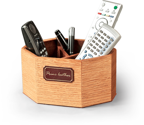561. Wood-leather remote control box