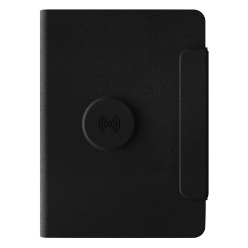 GLOBAL 2IN1 Portfolio sa notesom A5, pomoćnom baterijom 5.000 mAh, bežičnim punjačem za dva uređaja i magnetom u poklon kutiji