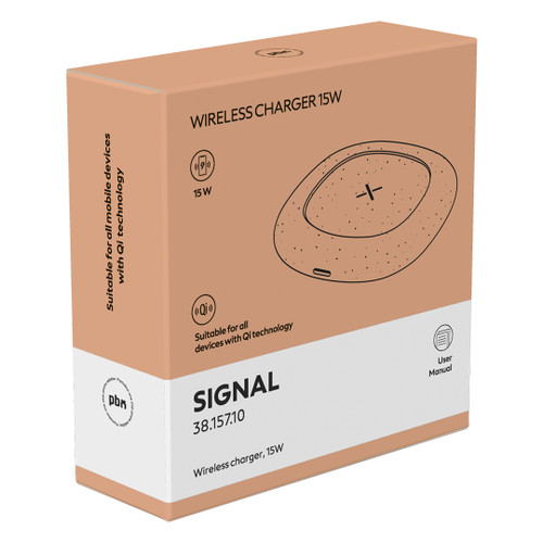 SIGNAL Bežični punjač, 15W, mix: reciklirani kamen i plastika