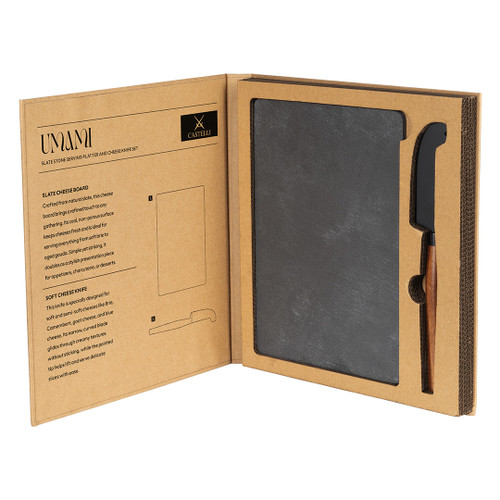 UMAMI Set kamena ploča i nož za sir sa drvenom drškom, 2/1