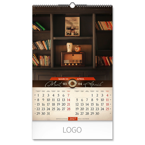 ANTIQUE Wall calendar: 7 sheets, bimonthly