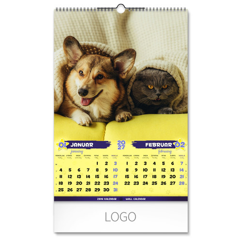 BEST FRIENDS Wall calendar: 7 sheets, bimonthly