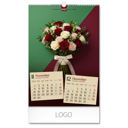 FLOWERS Wall calendar: 7 sheets, bimonthly