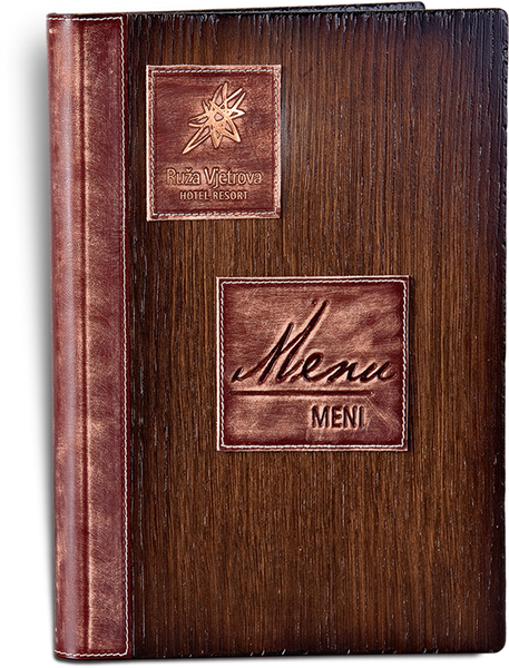 980. Jelovnik drvo-koža A4