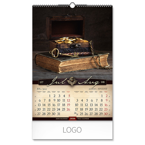 ANTIQUE Wall calendar: 7 sheets, bimonthly