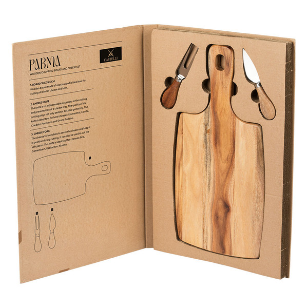 PARMA Set drvena daska i pribor za sir sa drvenom drškom, 3/1