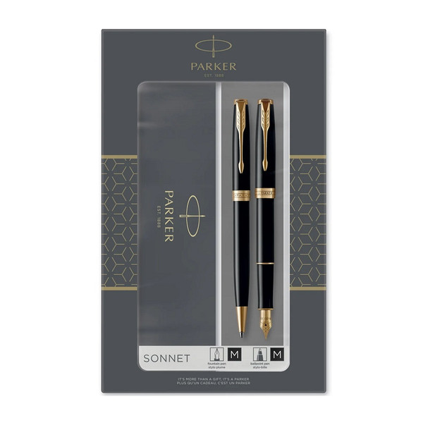 Parker poklon SET Sonet Black GT - Hemijska olovka + Nalivpero