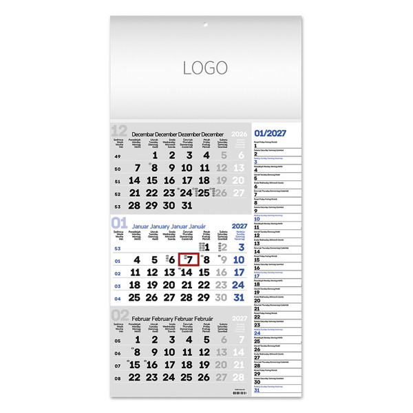 POSLOVNI 85 Zidni kalendar: 12 listova, tromesečni, jednodelni