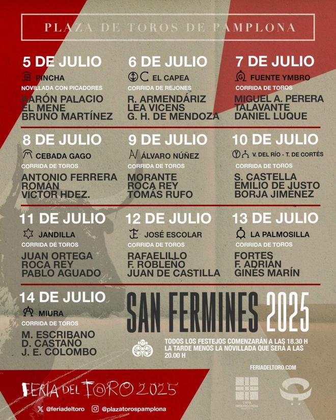 San Fermin 2025 Bullfight Schedule