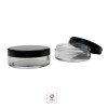 Cosmetic Sifter Jars Plastic Beauty Containers - 20 Gram (Black / Clear Lid) • 3062 / 5048