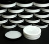 Cosmetic Containers Low Profile Wide Mouth Jars 1 oz. (White / Black Cap w/ Seal) • 9353 / 9354 Beauty-Makeup-Supply.com