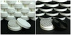 Cosmetic Containers Low Profile Wide Mouth Jars 1 oz. (White / Black Cap w/ Seal) • 9353 / 9354 Beauty-Makeup-Supply.com