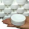 Cosmetic Containers Low Profile Wide Mouth Jars 1 oz. (White / Black Cap w/ Seal) • 9353 / 9354 Beauty-Makeup-Supply.com