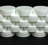 Plastic Cosmetic Containers Low Profile Wide Mouth White Jars with Lids 1 oz. (White / Black Cap) • 9351 / 9352 Beauty Makeup Supply