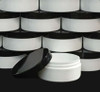 Plastic Jars Low Profile Wide Mouth Thick Wall 2 oz. (White / Black Cap w/ Liners) • 9333 / 9334 Beauty-Makeup-Supply