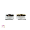 30 gram cosmetic jars with silver trim or gold trim acrylic window lids