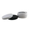 Plastic Cosmetic Jars Low Profile Wide Mouth Thick Wall 2 oz. (White / Black Cap w/ Disc) • 9336 / 9337 Beauty-Makeup-Supply