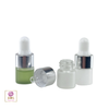 1 ml frosted glass dropper bottle with white silicone bulb and silver aluminum collar for serum and essential oil packaging