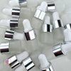 1 ml Frosted Glass Dropper Bottle with White Silicone Bulb & Silver Collar • 2001