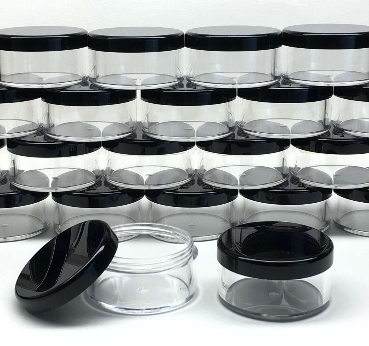 Empty Portable Clear Plastic Cosmetic Containers Jars Cases With Black  Screw Lid For Creams Make Up Scrubs Art Supplies - Temu