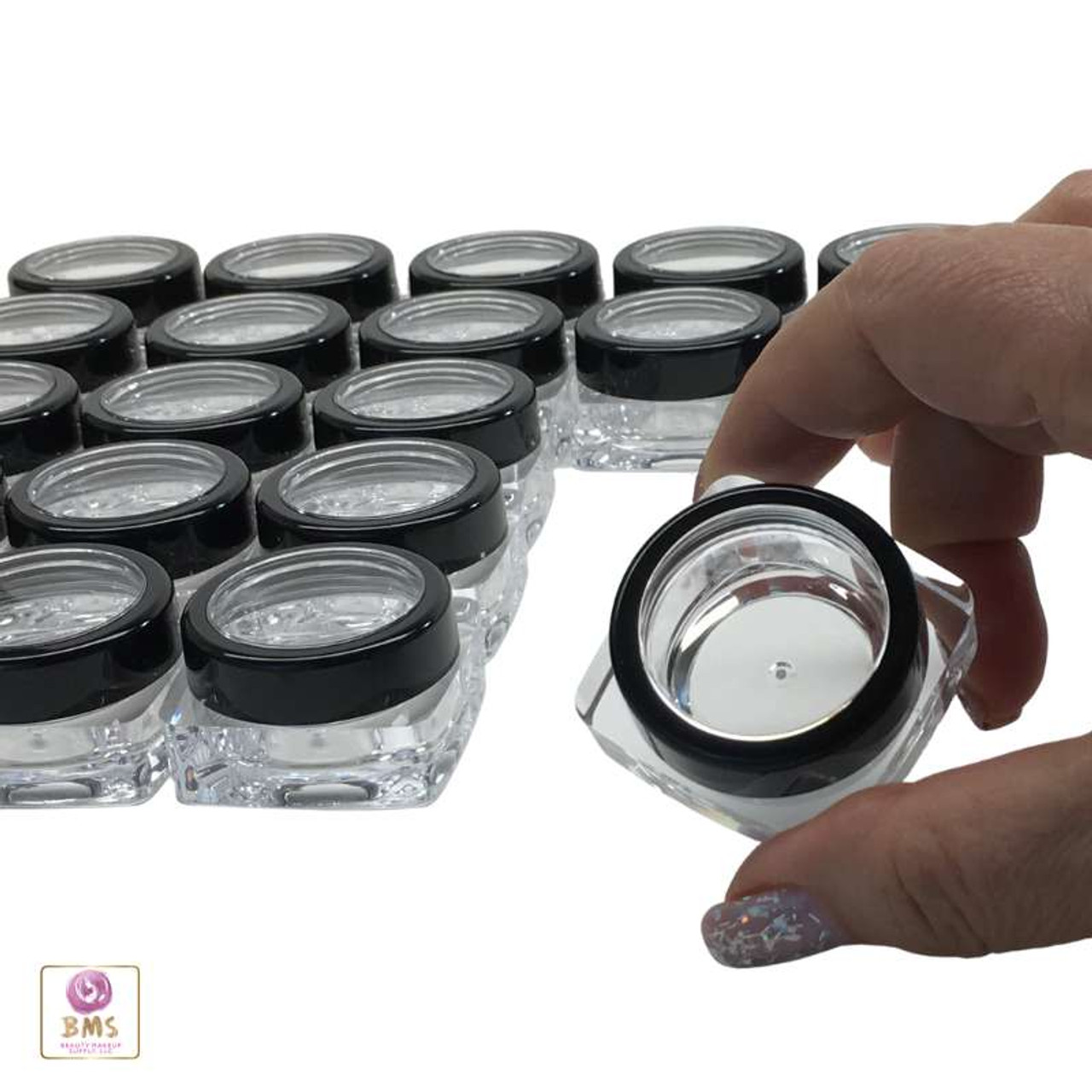 Heavy Base Clear Glass Jar with Silver Lid, 1 oz