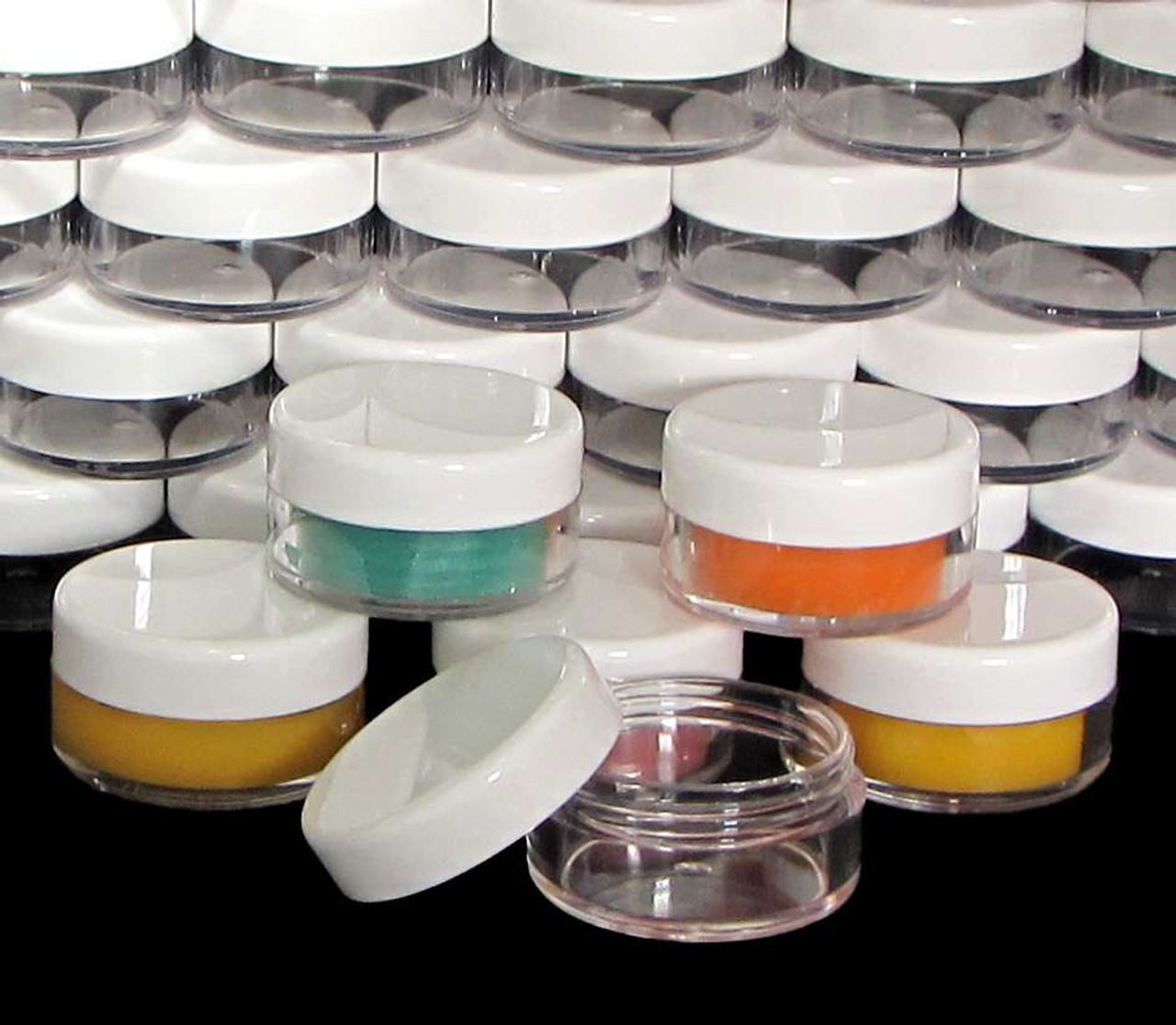 Cosmetic Flip Top Hinged Lid Jars Beauty Containers - 10 ml (Clear) • 5094