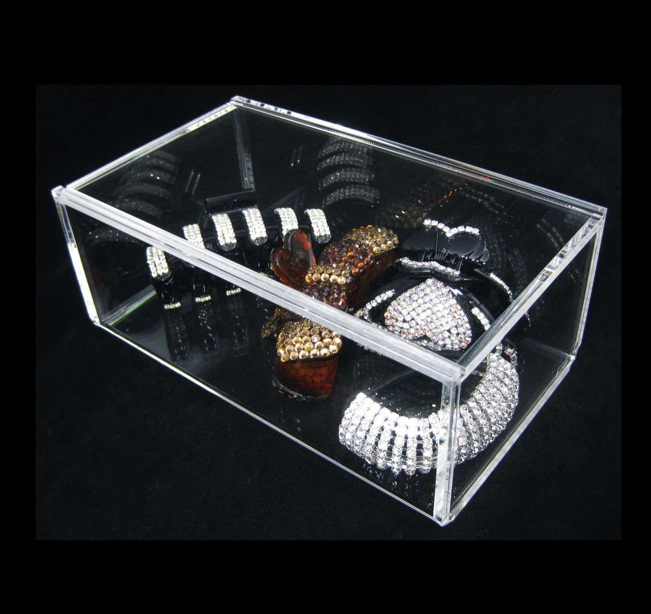 Acrylic Organizers Storage Box with Sliding Lid Closure • 5619