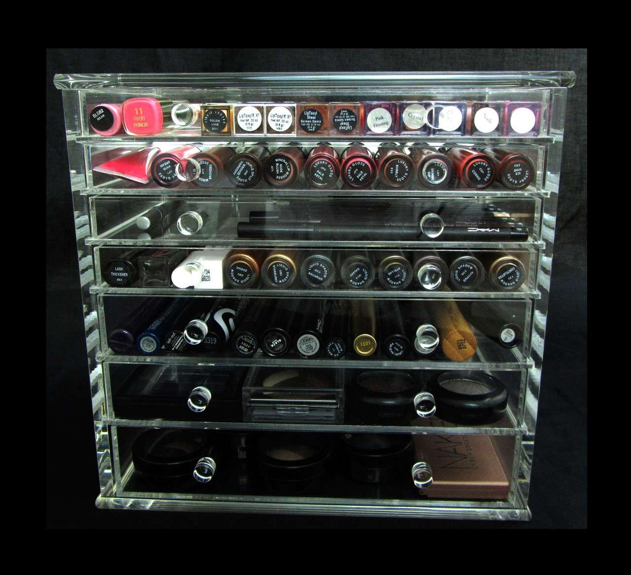 COSMETICテーブル Acrylic Cosmetic & Jewelry Organizer Luxury 7-Drawer Table Top