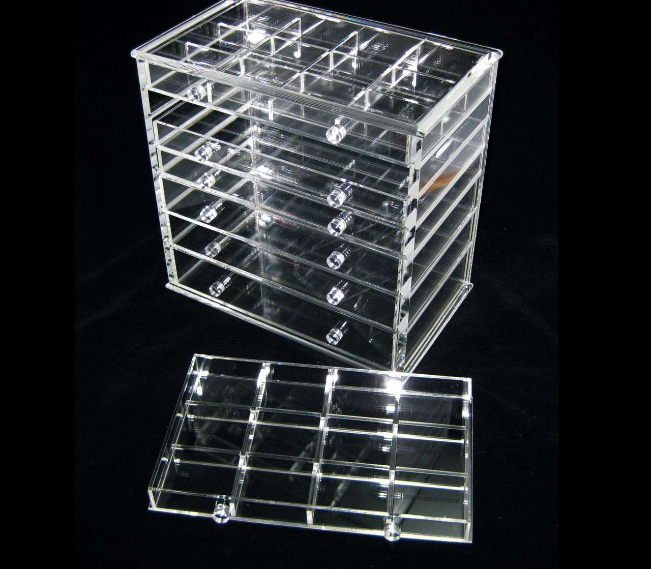 Acrylic Cosmetic & Jewelry Organizer Luxury 7-Drawer Table Top Style • 5696  Beauty Makeup Supply