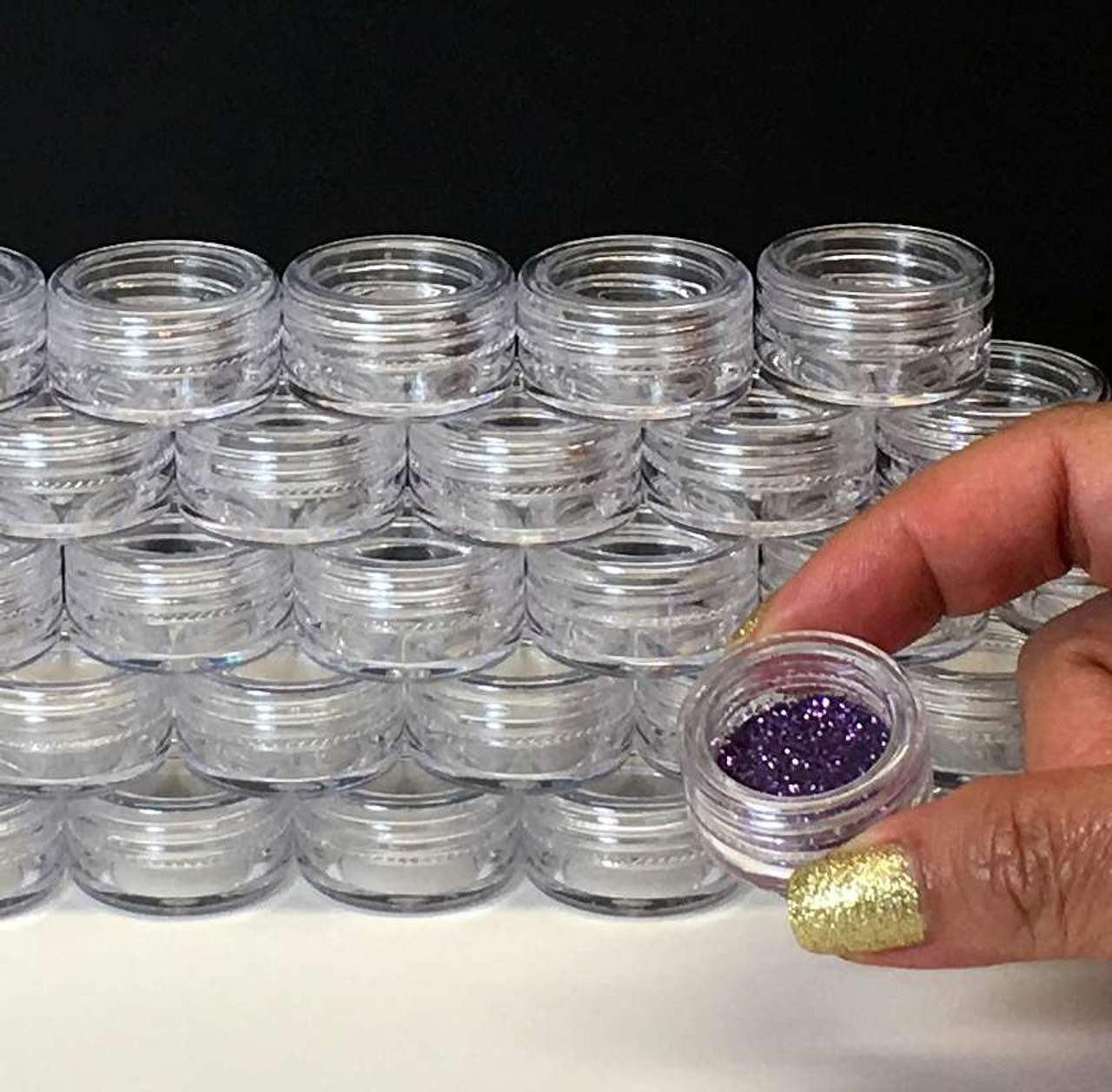 Flip Top Beauty Containers Plastic Empty Hinged Small Cosmetic Jars W/  Attached Lid 3 Gram 3 Ml Natural 25 Jars 5003-25 