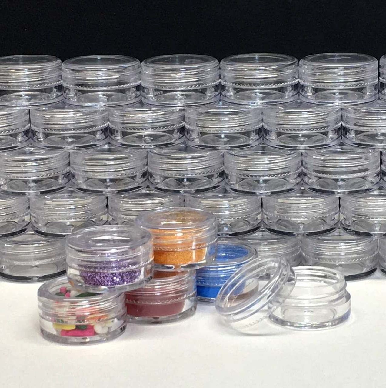 Cosmetic Jars Plastic Lip Balm Beauty Containers with Lids- 3 Gram