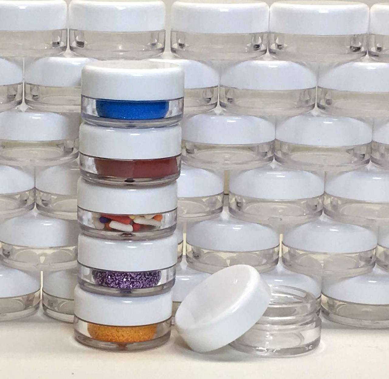 50 Pieces 3 Gram Sample Containers with Lids, Black Sample Jars