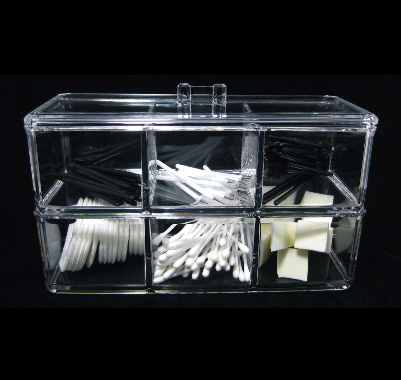 Acrylic Stackable 3-Compartment Organizer Storage w/ Lid • 5697