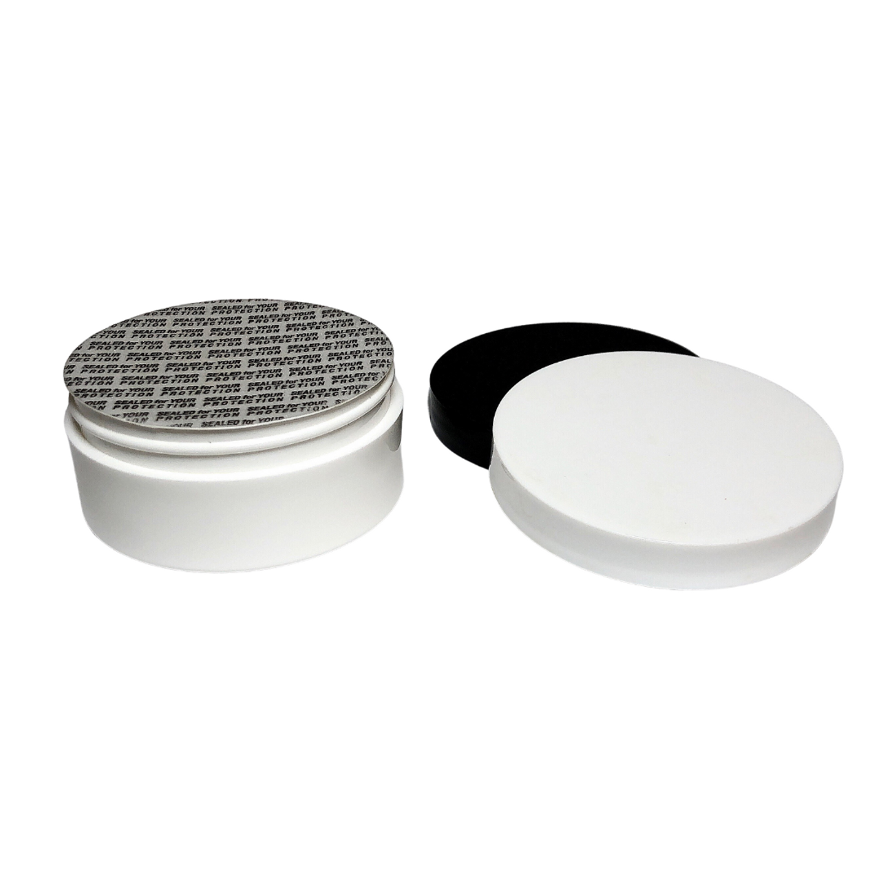 White Round Wide-Mouth Plastic Jars Bulk Pack - 6 oz, Black Cap