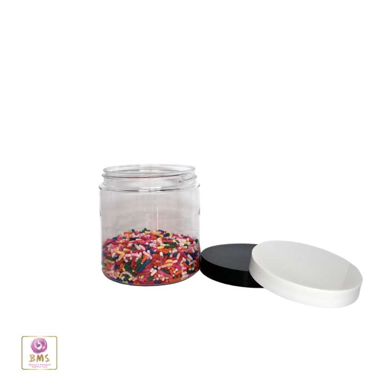 Plastic PET Jars Clear Cosmetic Beauty Containers - 8 oz. (White