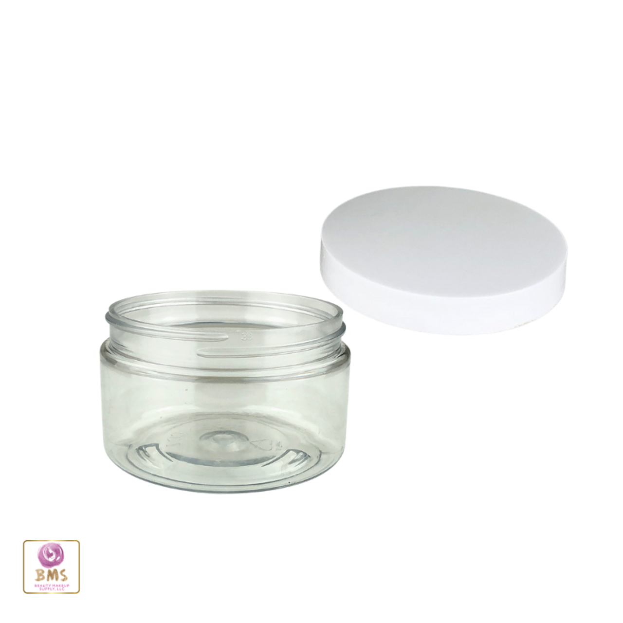 8 oz Clear PET Heavy Wall Plastic Jar with Smooth White Lid