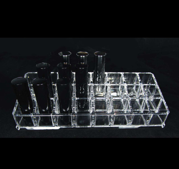 Acrylic Cosmetic Makeup Organizer 3-Tier 24 Lipstick Holder • 5638 Beauty Makeup Supply