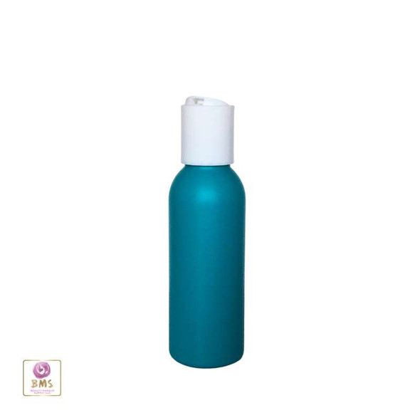 Plastic Bottles HDPE Refillable Bullet Bottles with White Disc Cap 2 oz (Blue) • 9702DW Beauty Makeup Supply