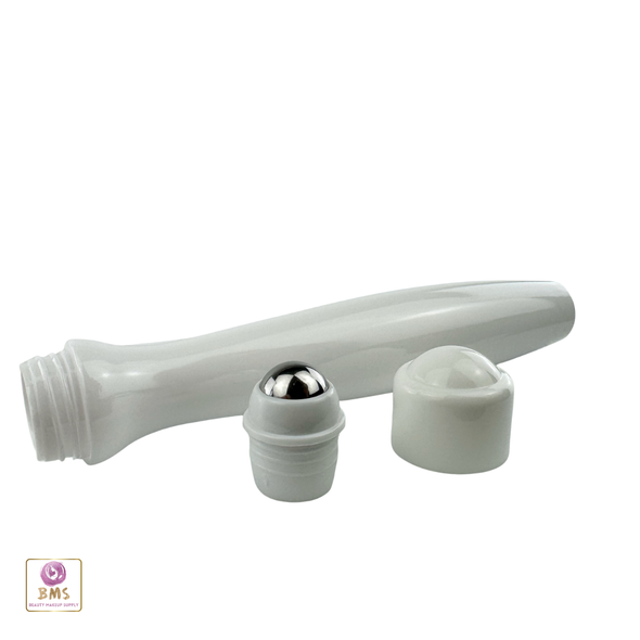 White Tubular Roller Ball Bottle with Cap 3 separate pirces