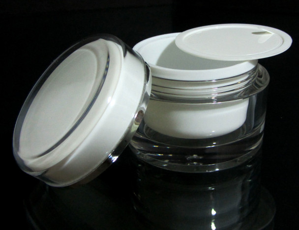 Acrylic Cosmetic Beauty Containers Cream Jars w/ Sealing Disc - 50ml