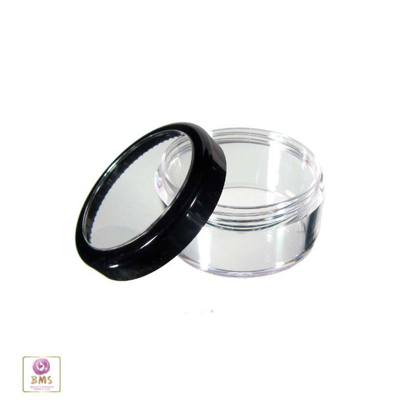 Cosmetic Jars Plastic Beauty Containers - 30 Gram (Black Trim Acrylic Window Lid) • 3030 Beauty Makeup Supply