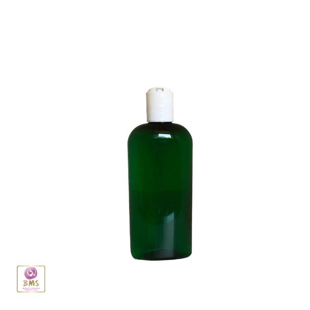 Plastic Bottles PET Cosmo Oval Liquid Bottles Disc Top Cap 4 oz. (Green) • 9734DW Beauty Makeup Supply