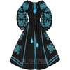 Long black embroidered dress "Constellation of Happiness"