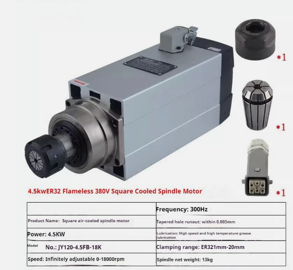 Air-cooled Spindle 4.5kw Square Opener Spindle Motor