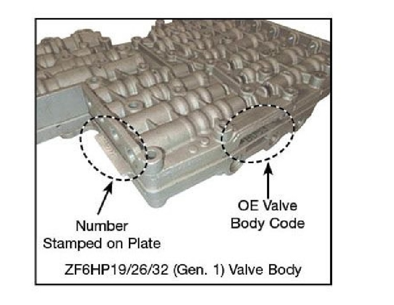 ZF6HP 19 26 32 Codes A0 / B0 51 36 Valve Body Bonded Plate